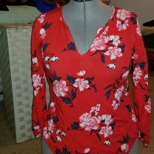 Red floral top